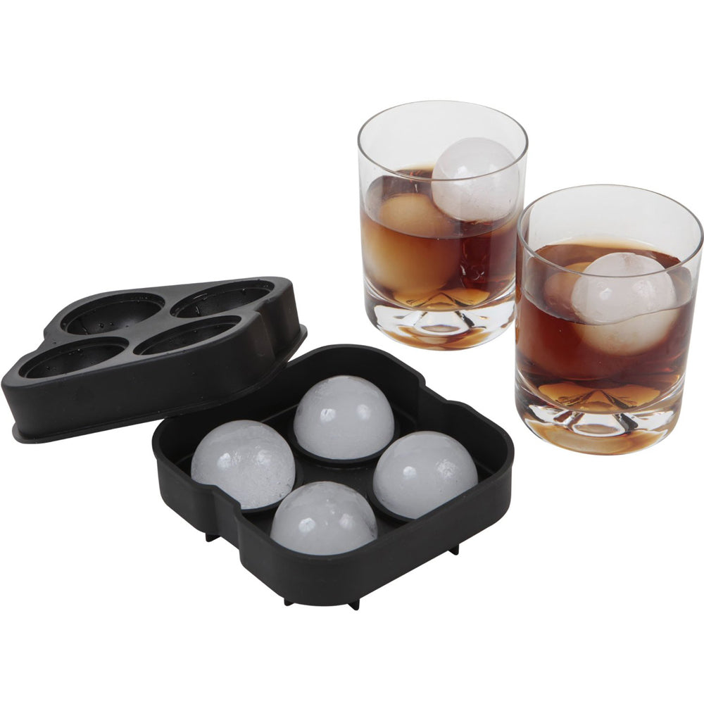 4 Round Ball Maker with Lid Ice Cube Tray large sphere molds bar