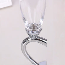 Silver and Crystal Champagne Flutes in Heart Shape - 2 pcs