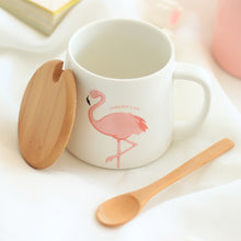Cute Pink Flamingo Mug with Lid and Spoon