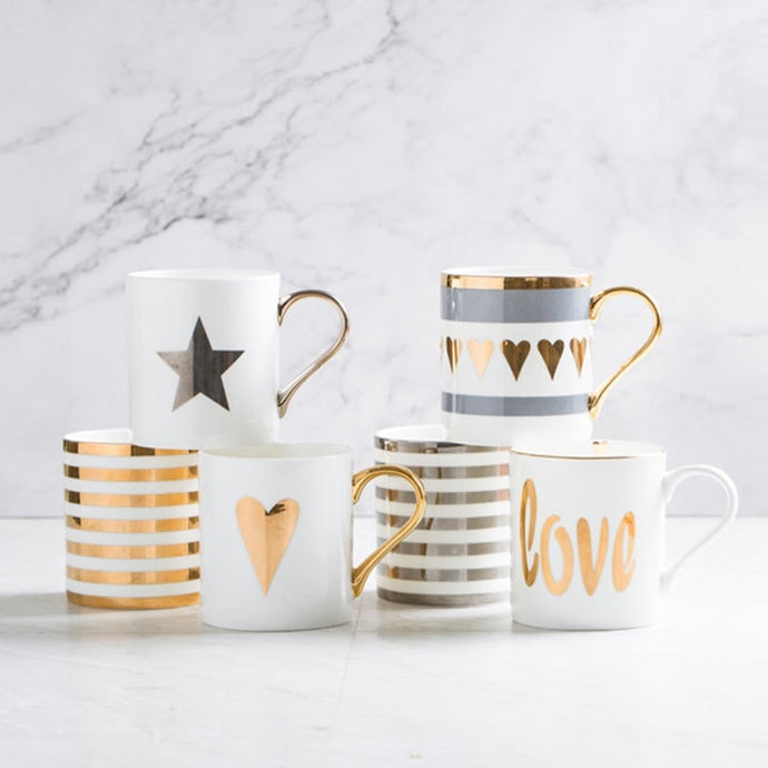 Glitter Heart & Shining Star Collection Porcelain Mugs | Your Magic Mug