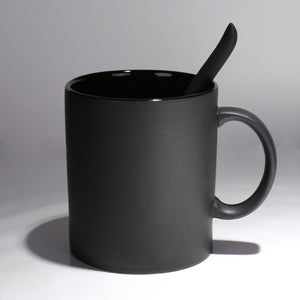 Matte Black Chalkboard Mug and Spoon