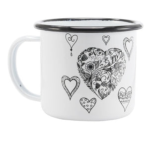 Enamel Mugs - Animals & Plants Collection Black Hearts | Your Magic Mug