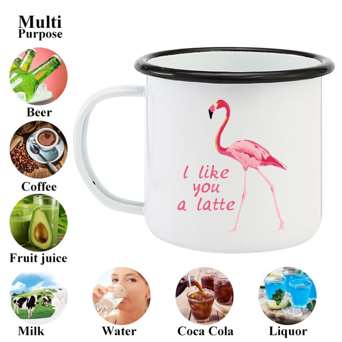 Flamingo Enamel Mugs - I Like You a Latte