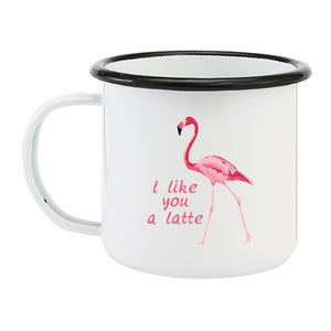 Flamingo Enamel Mugs - I Like You a Latte